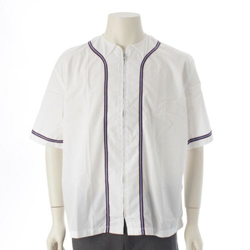 マルニ 19SS コットン ジップアップ ベースボール 半袖シャツ トップス CUMU0045X0 ホワイト 48