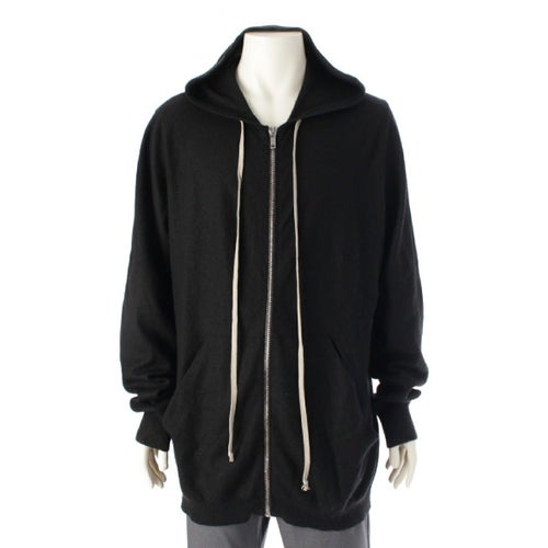 リックオウエンス 20AW CASHMERE HOODIE カシミヤ ドローストリング ジップアップ ニット パーカー フーディー トップス ブルゾン RU20F3614 ブラック XL