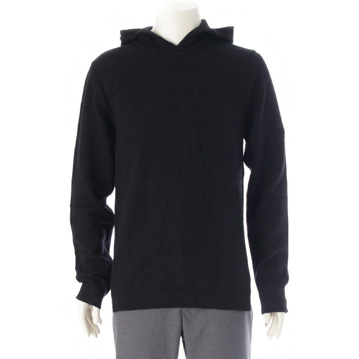 リックオウエンス 22AW カシミヤ ウール ファイン フード ニット フーディー トップス セーター RU02B2685 ブラック XL【中古】 リックオウエンス 22AW カシミヤ ウール ファイン フード ニット