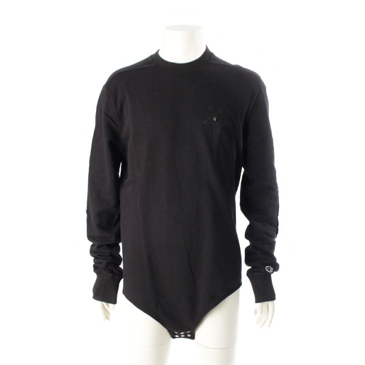 リックオウエンス チャンピオン Champion 20SS BODY MIN 4 コットン 変形 クルーネック ボディスーツ トップス ブラック L【中古】 リックオウエンス チャンピオン Champion 20SS BODY MIN 4 コットン