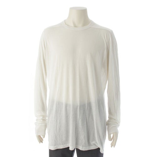 リックオウエンス 22SS LEVEL LS T ビスコース コットンヘンプ天竺 袖リブ 長袖Ｔシャツ カットソー トップス RU01B1266 ホワイト XL