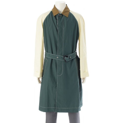 マルニ 21年 ベルテッド スプリング ロング コート アウター TUMU0085Q0 グリーン シルバー金具 48