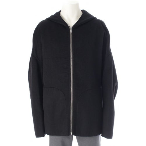 リックオウエンス 21AW カシミヤ ラグラン オーバーサイズ フーデッド ブルゾン パーカー ジャケット RU02A5779-DD ブラック シルバー金具 48