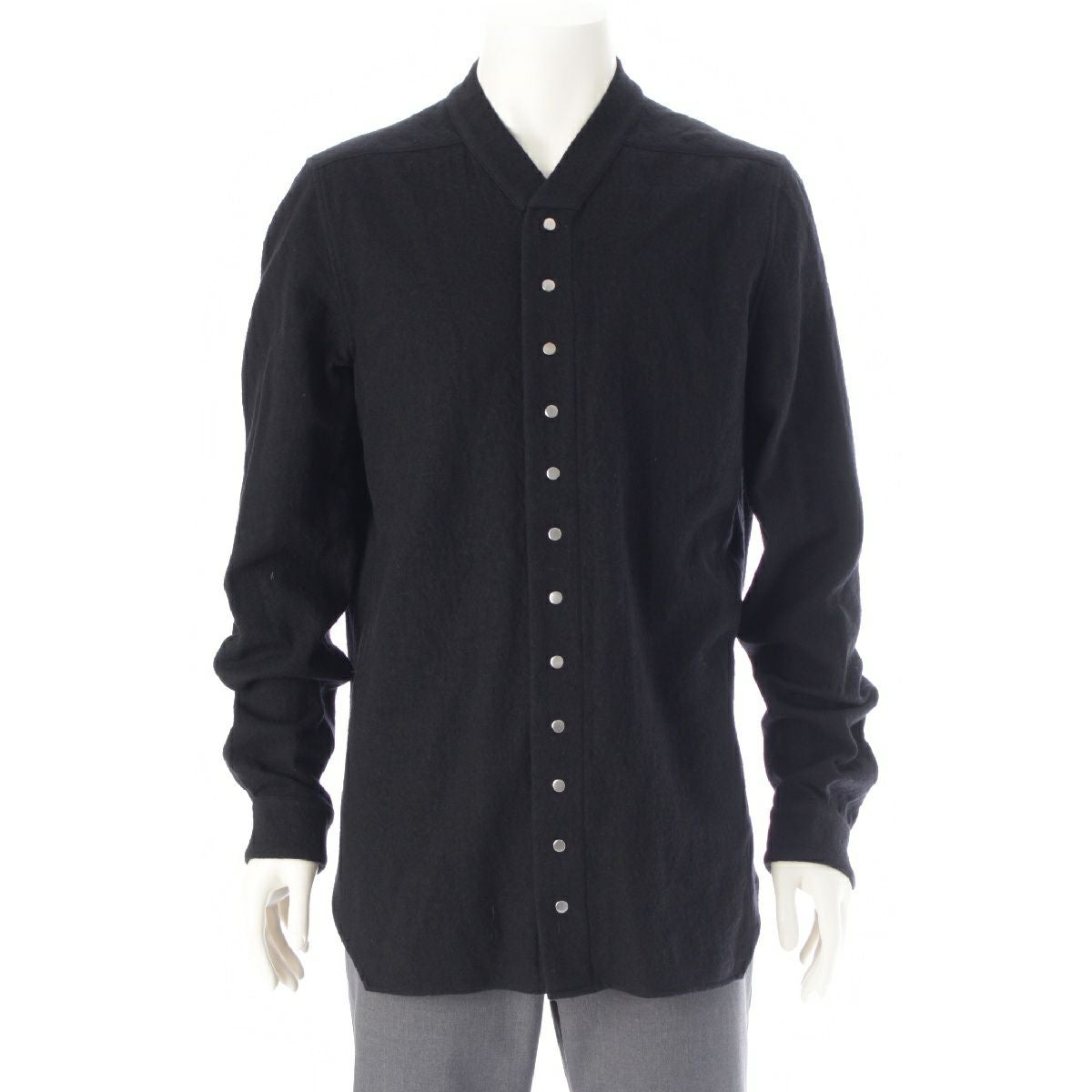 リックオウエンス 21AW SNAP COLLAR FAUN SHIRT ノーカラー 長袖シャツ
