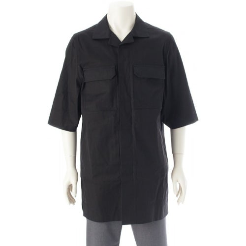 リックオウエンス 21AW MAGNUM JACKET コットン オーバーサイズ バックベルト 半袖シャツ ジャケット トップス RU21S6787 ブラック 50