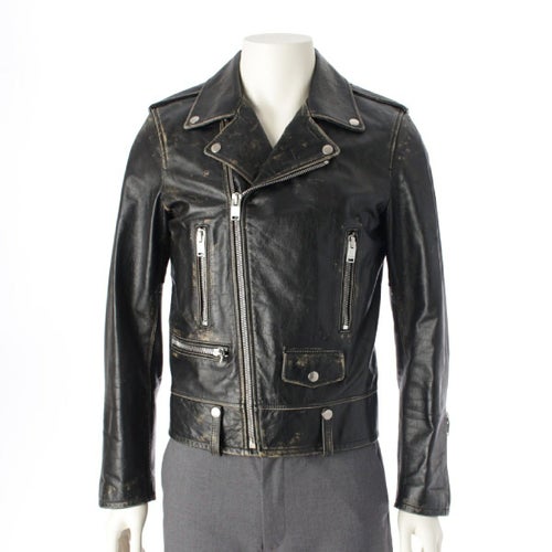 サンローラン 16AW L01 カウハイド 牛革 ダメージ加工 ダブル ライダースジャケット アウター 397290 ブラック 46