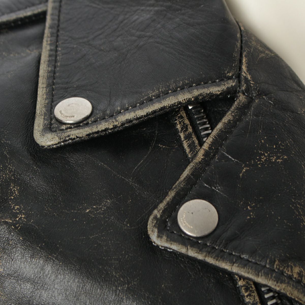 サンローラン 16AW L01 カウハイド 牛革 ダメージ加工 ダブル
