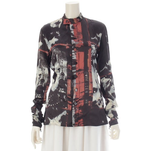 ジャンポール・ゴルチェ femme ファム late 90s city night view レーヨン 花火 くるみボタン 変形 長袖シャツ ジャケット マルチカラー 40