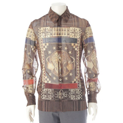 ジャンポールゴルチエ 1994 WORLD 地球 プリント シアー 長袖シャツ マルチカラー 48