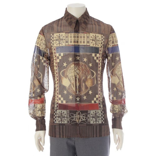 ジャンポールゴルチエ 1994 WORLD 地球 プリント シアー 長袖シャツ マルチカラー 48