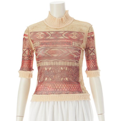 ジャンポールゴルチエ 90s ジャンポールゴルチエ ファム シャギーニット切替 半袖 パワーネット トップス ニット マルチカラー 40