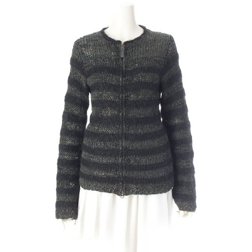 ジャンポールゴルチエ ジャンポールゴルチエ ファム ウール ナイロン レザー編み込み ジップアップ ジャケット ブラック 40