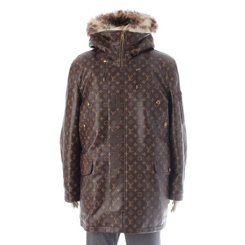 ルイヴィトン NIGO 2025 レザー モノグラム ファー フーデット レザー コート アウター 1AIMZ3 ブラウン 50