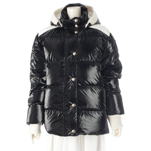 シャネル 25/26年 ココ ネージュ コレクション ココマーク パッファー ダウンコート アウター P79645 ブラック×ホワイト 42