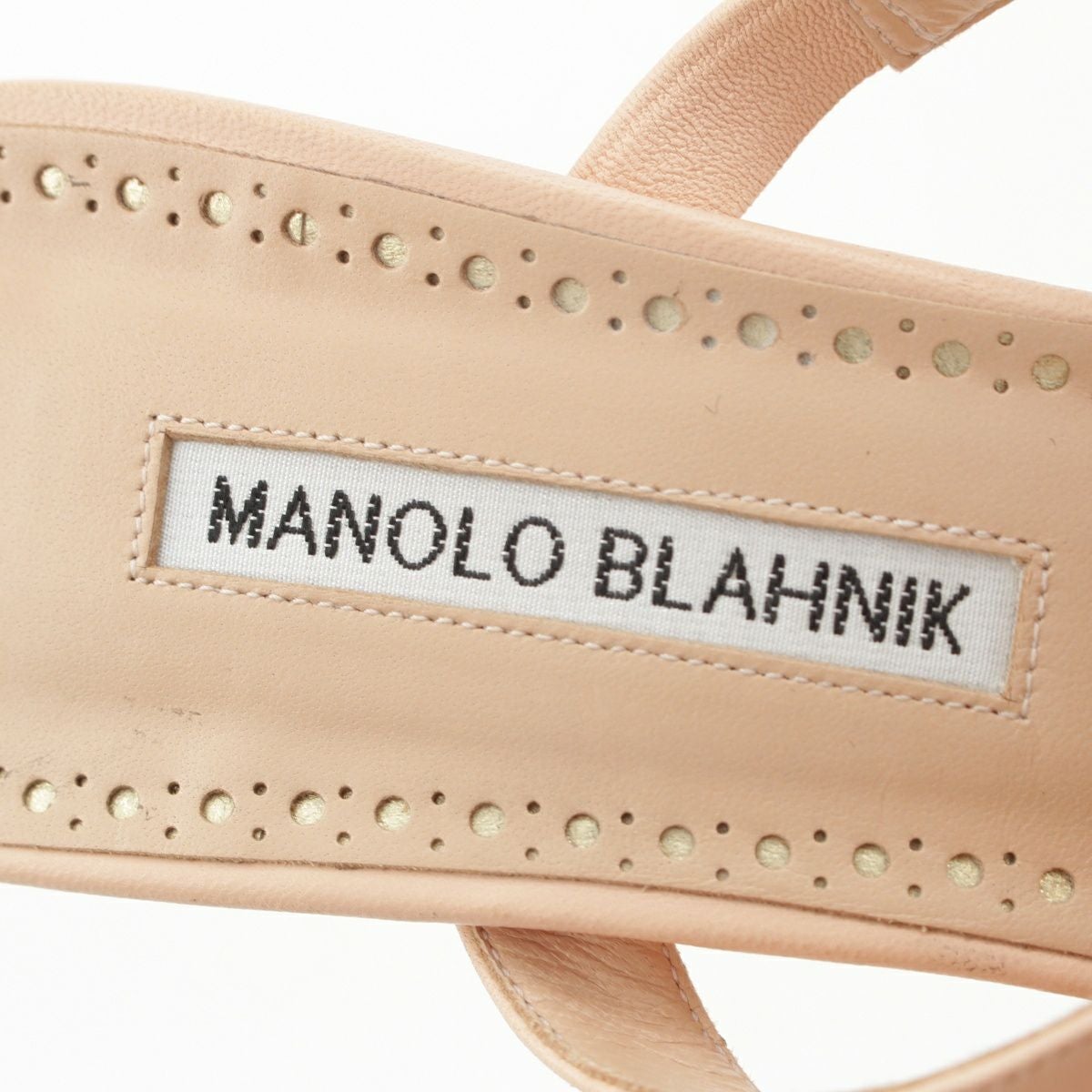 Manolo Blahnik リボン サンダル ベージュ　35 マノロブラニク IRCANAMU レザー ヌード リボンサンダル ミュール