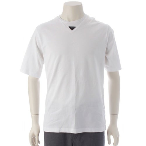 プラダ 24年 コットン トライアングルロゴ 半袖Tシャツ トップス UJN861 ホワイト XS
