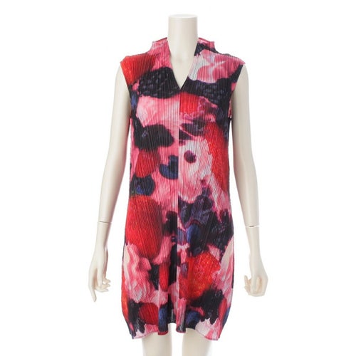 プリーツプリーズ イッセイミヤケ ストロベリー柄 ノースリーブ ワンピース ドレス PP11-JT745 レッド 3