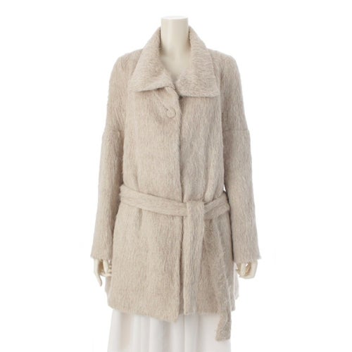 クロエ フィービー期 by phoebe Philo アルパカ ウール シャギー コート アウター ベルテッド オフホワイト T38