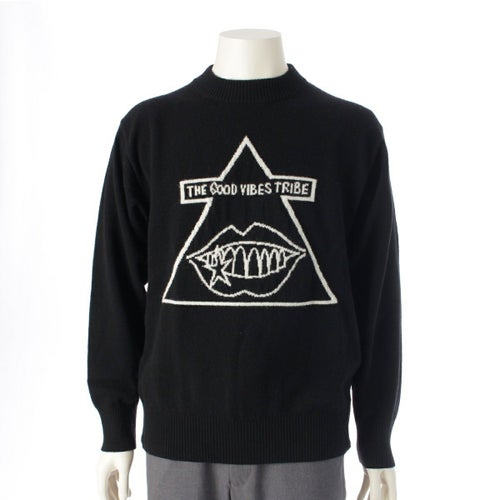 サカイ 24年 マークゴンザレス ウール ゴンズ デザイン サイドスナップボタン クルーネック ニット 24-03529M ブラック 1