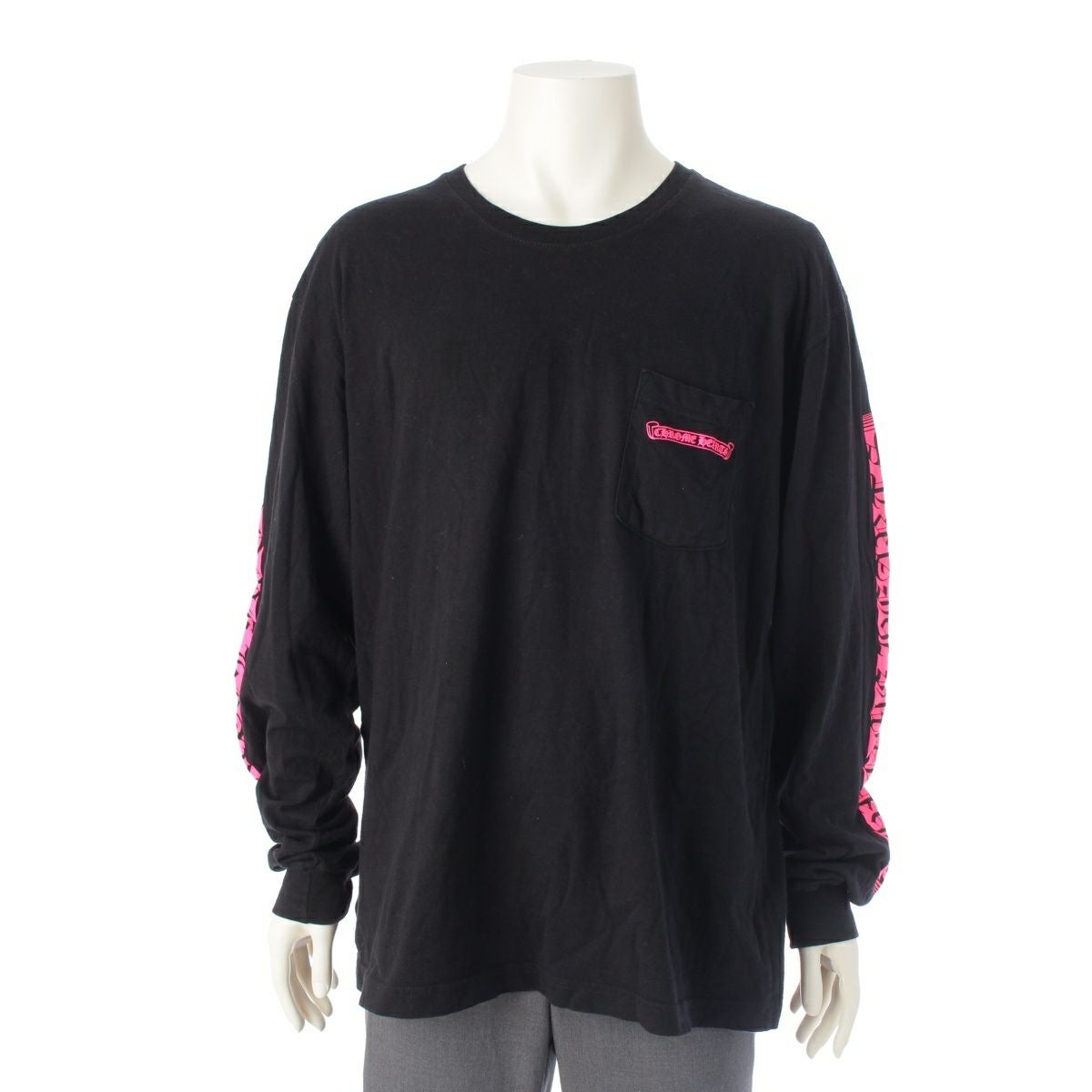 クロムハーツ Neon Pink Stripe Logo ロング 長袖Tシャツ トップス