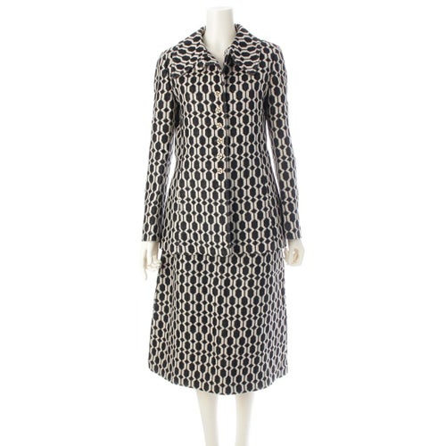 グッチ ウール ツイード ジャケット スカートセットアップ 649031／643332 ブラック×ホワイト 38／42