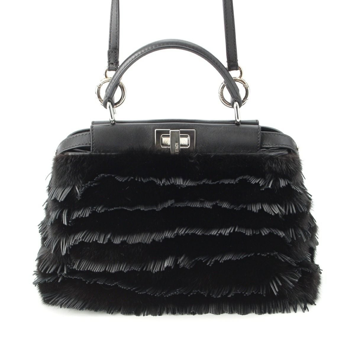 FENDI フェンディ　ストラップユー　ミニ　バッグ　ショルダー　ピーカブー フェンディ ピーカブー ミニ ミンク ファー レザー フリンジ