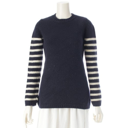 ジャンポールゴルチエ ジャンポールゴルチエ クラシック ウール クルーネック ボーダー ニット セーター ネイビー
