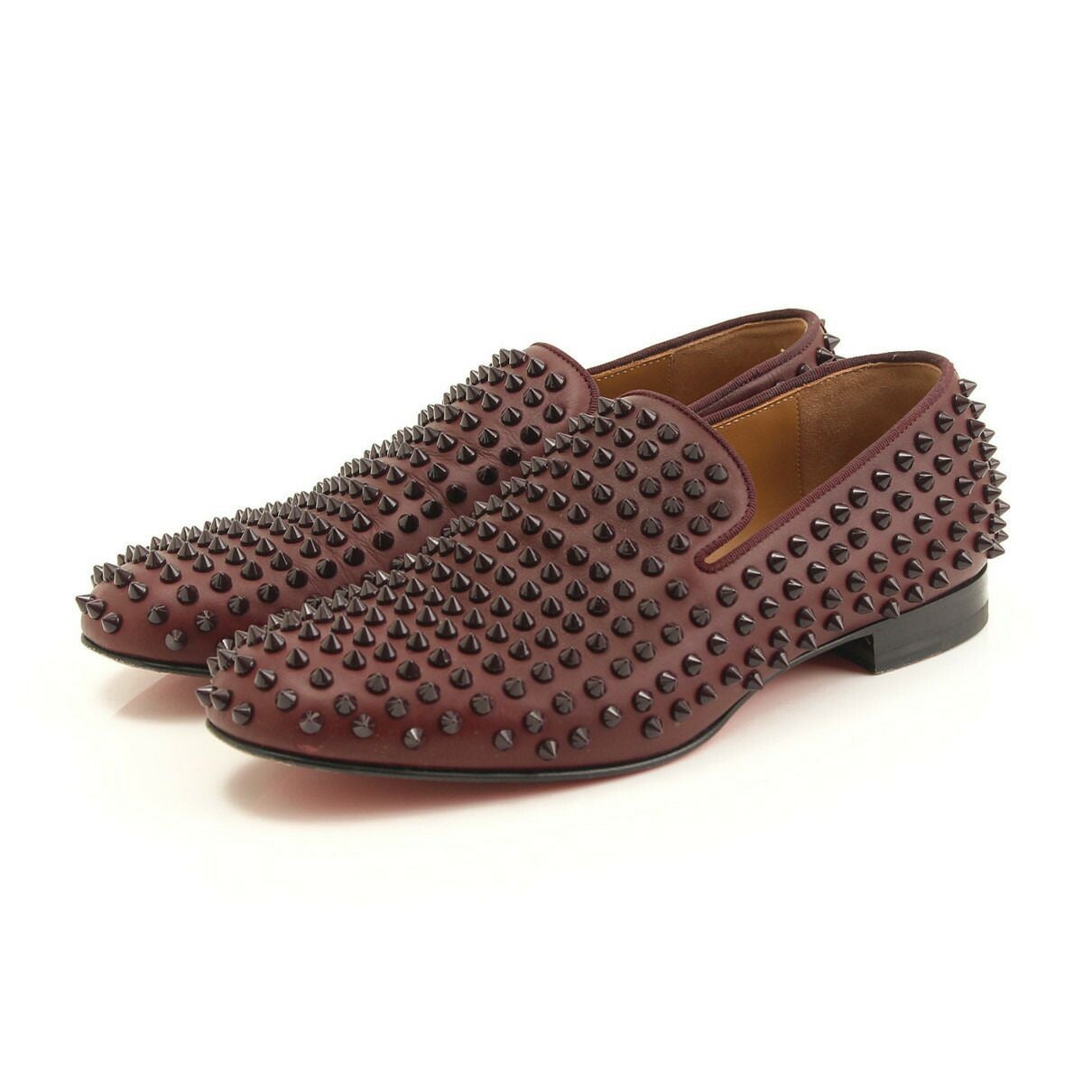 極美品 ルブタン ローラーボーイスパイク スタッズ ローファー エナメル レッド クリスチャン ルブタン(Christian Louboutin) メンズ ローラーボーイ