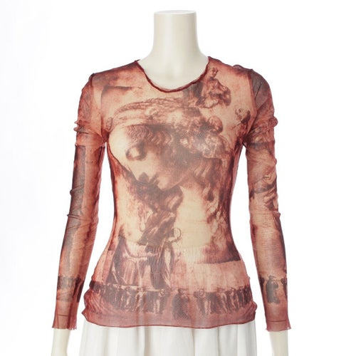 ジャンポールゴルチエ クラシック classique パワーネット 聖母マリア カットソー 長袖 トップス レッド系 40