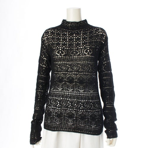 サルヴァトーレフェラガモ カシミヤ 透かし編み レースニット セーター トップス ブラック L