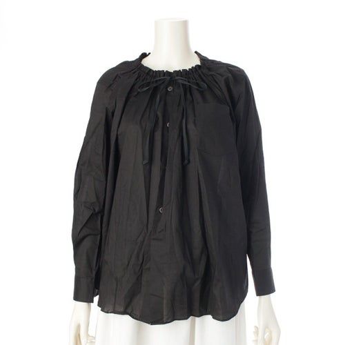 コムデギャルソン AD2016 コットン ギャザーネック 長袖 ブラウス トップス GR-B023 ブラック XS