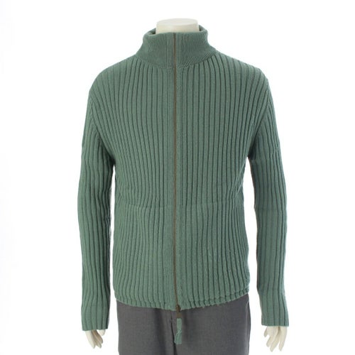 ジャンポールゴルチエ オム ウール ジップアップ ドライバーズ リブニット ドッキング カーディガン グリーン 48