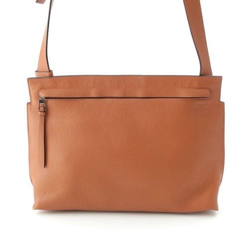 ロエベ レザー T ショルダー アナグラム メッセンジャーバッグ ブラウン