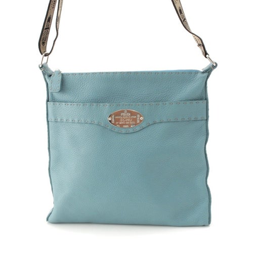 フェンディ セレリア レザー ショルダーバッグ ライトブルー