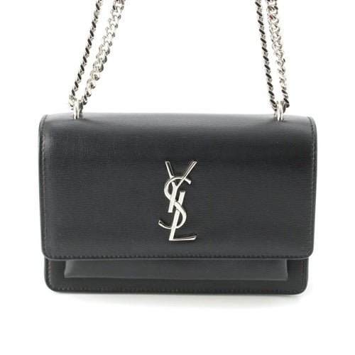 サンローラン レザー サンセット YSL ロゴ チェーン ショルダーバッグ 452157 ブラック シルバー