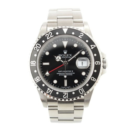 ロレックス GMTマスター2 ウォッチ 腕時計 黒文字盤 16710 シルバー