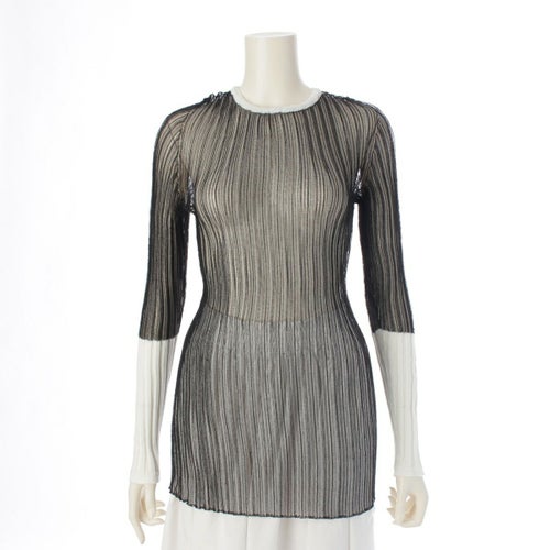 シーエフシーエル 23SS LUCENT TOP1 シアー 切替 ニット 長袖 トップス CF005KN052 ブラック×ホワイト 3