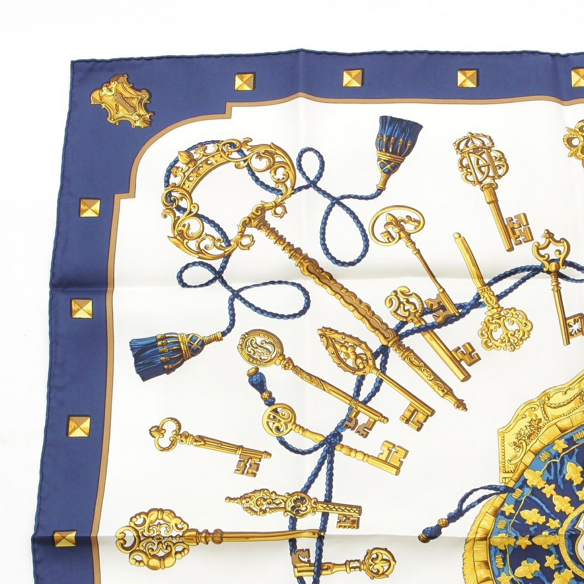 エルメス シルク カレ90 LES CLES 鍵 スカーフ ブルー | 中古通販 retro.jp