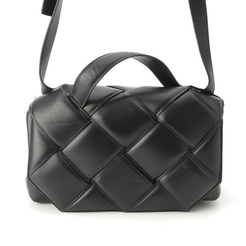 ボッテガヴェネタ マキシイントレチャート レザー 2WAY ショルダー トップハンドル ハンドバッグ ブラック