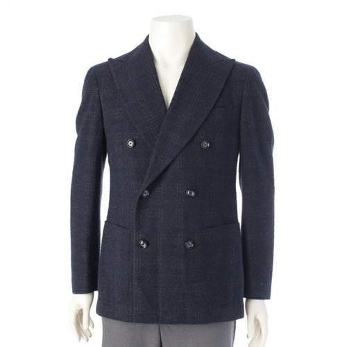 タリアトーレ ウール チェック ダブルブレスト テーラードジャケット アウター ネイビー 48