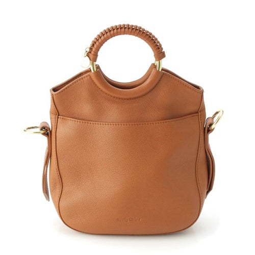 シーバイクロエ ハンドバッグ ブラウン タン GPゴールド