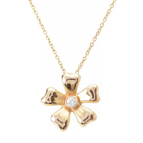 デビアス Au750 ワイルドフラワー 1P ダイヤモンド ネックレス アクセサリー ゴールド 5.1g