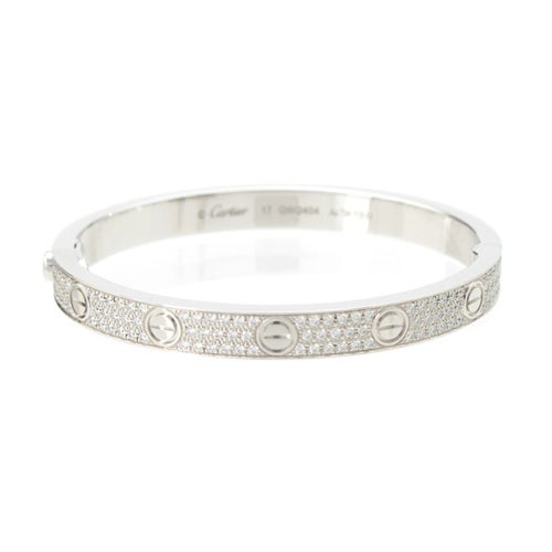 カルティエ ラブブレスレット WG 750 パヴェダイヤ ブレスレット アクセサリー Au750 17 シルバー 48.2g