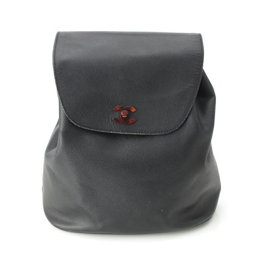 シャネル レザー ココマーク トーティシェル ターンロック リュック デイパック ブラック