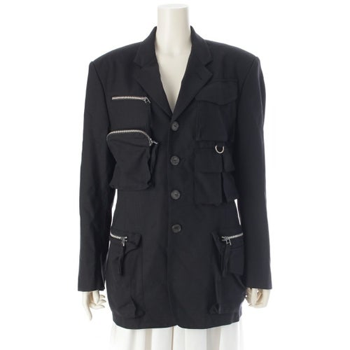 ジャンポールゴルチエ 1996S/S クラシック ウール 多重ポケット ジップ 4B テーラードジャケット ブラック 48