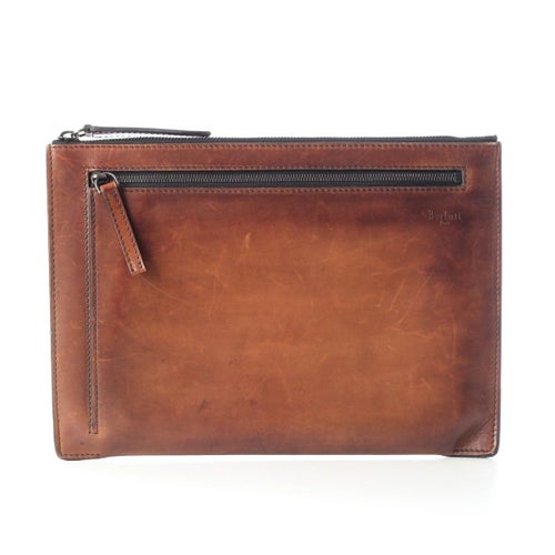 ベルルッティ レザー ロゴ ドキュメントケース クラッチ セカンドバッグ ブラウン