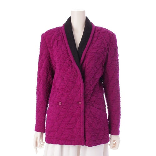 イッセイミヤケ 70s-80s 初期タグ バイアスステッチ テーラードジャケット パープル ブラック 9