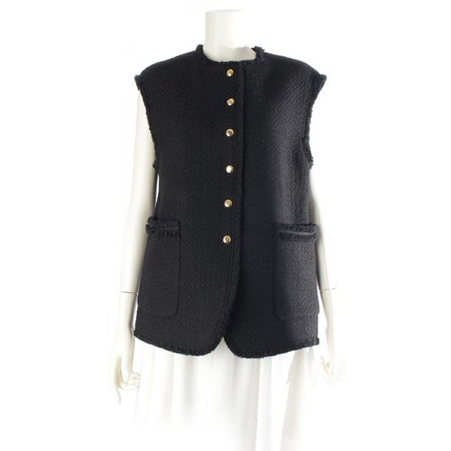 ドゥロワー ウール ツイード 金ボタン ジレ ベスト アウター 6522-299-0823 ブラック 36