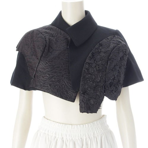 コムデギャルソン AD2009 ウール アシンメトリー スパンコール ショート丈 ポンチョ アウター GE-J034 ブラック XS