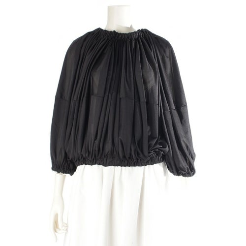 コムデギャルソン AD2020 ポリエステル ギャザー バルーンシルエット デザイン ロングスリーブ カットソー トップス GF-T017 ブラック XS